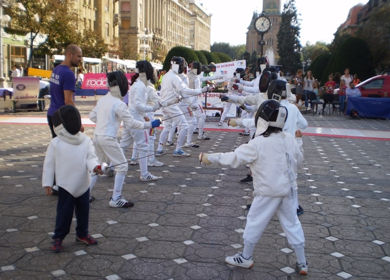 Flashmob al scrimerilor în centrul Timișoarei
