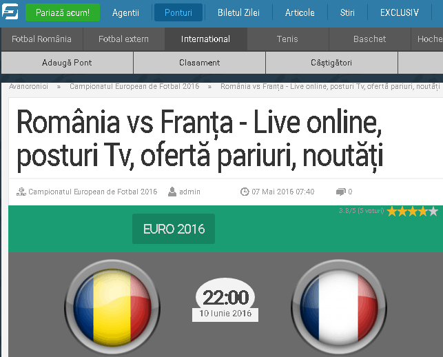pariurix-romania-franta-live