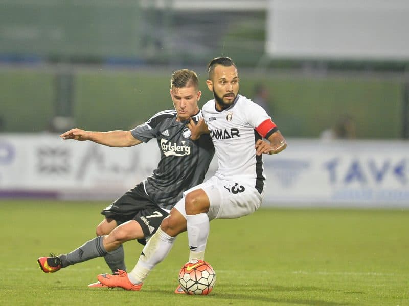 Junior Morais Maranhao in meciul de fotbal dintre Astra Giurgiu si FC Copenhaga din turul trei preliminar al UEFA Champions League, disputat pe stadionul Marin Anastasovici din Giurgiu miercuri, 27 iulie 2016.