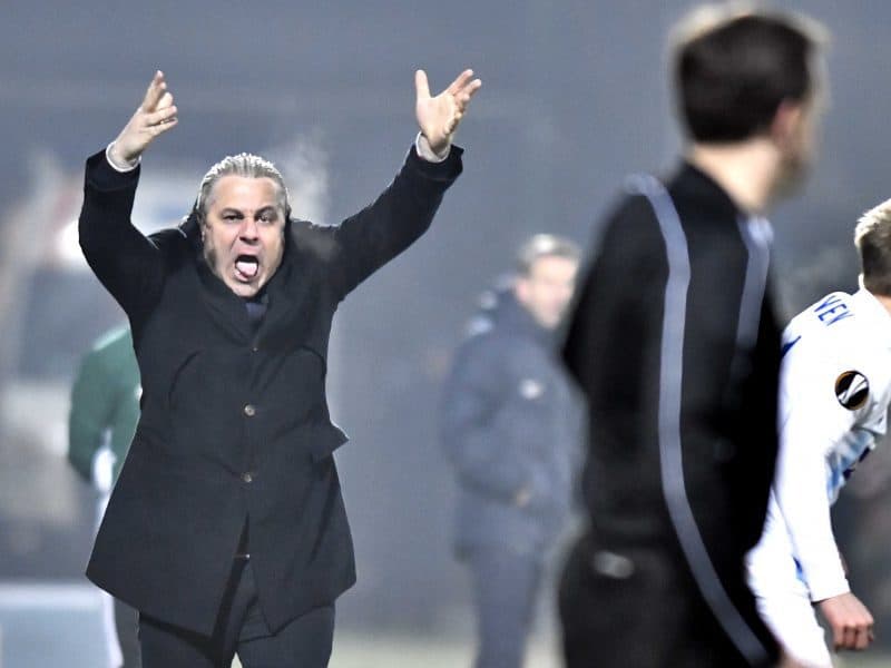 Marius Sumudica in meciul dintre Astra Giurgiu si KRC Genk,din cadrul Ligii Europa,disputat pe stadionul Marin Anastasovici din Giurgiu, joi 16 februarie 2017. Razvan Pasarica/ Sport Pictures